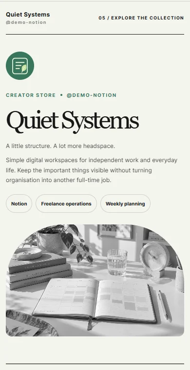 Quiet Systems — Productivity templates