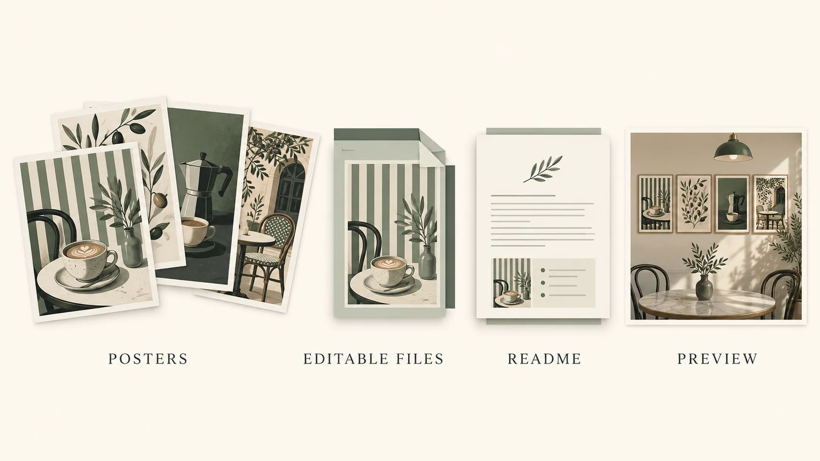 A complete digital offer separates previews, usable files and instructions.