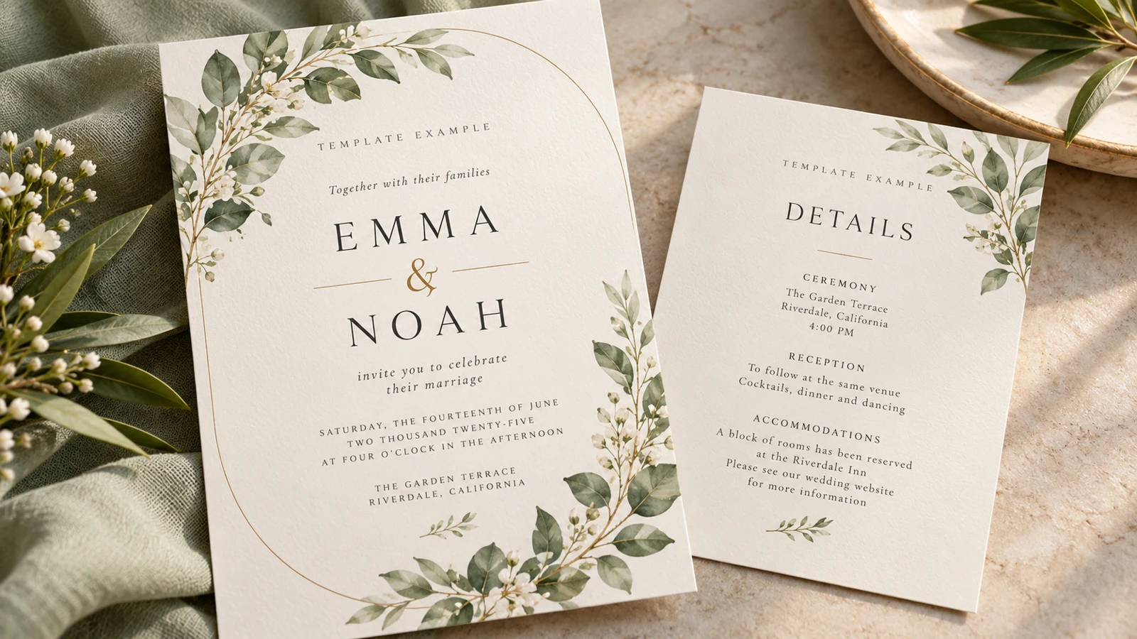 Illustrative wedding invitation templates