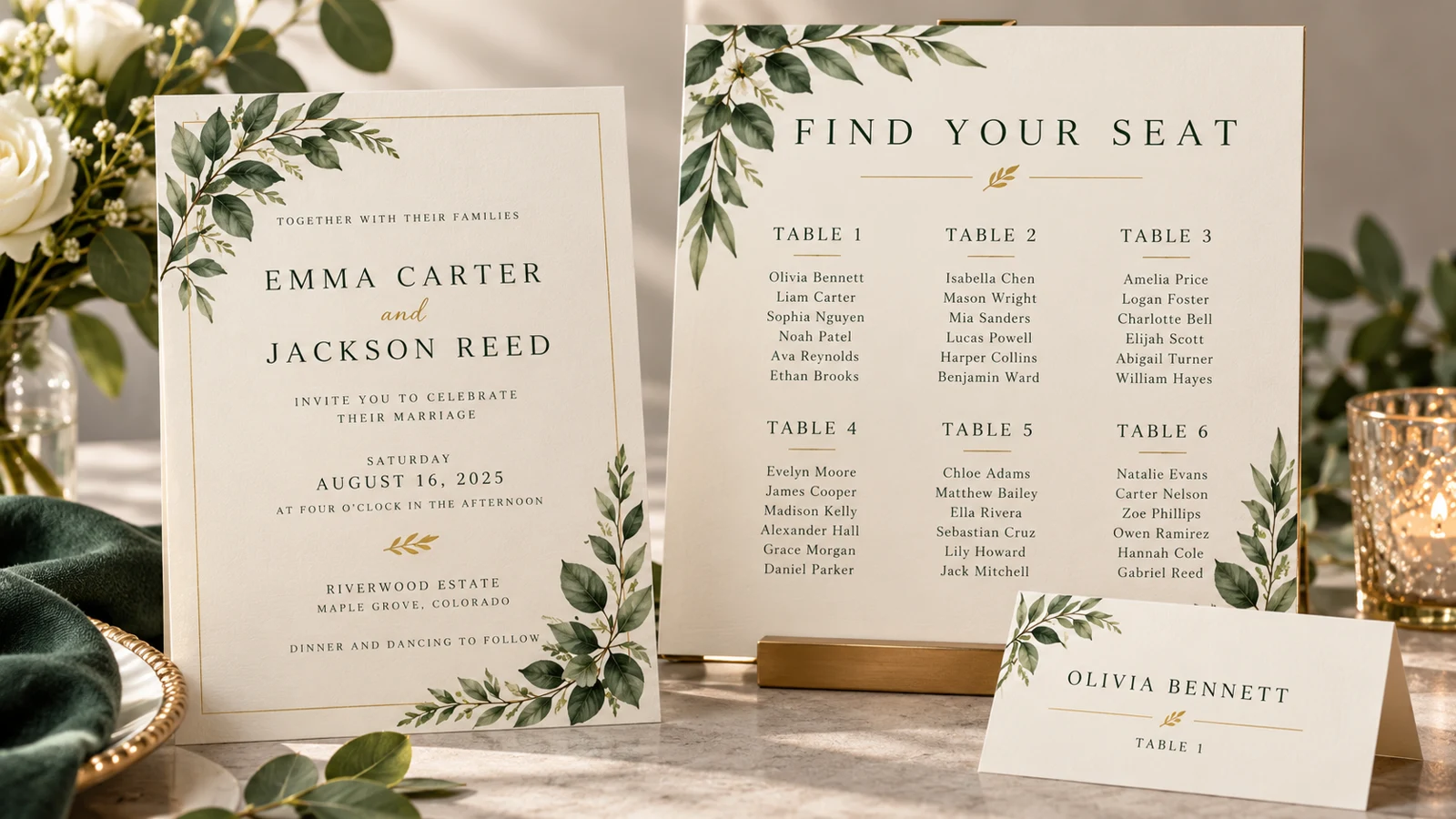 Illustrative wedding stationery collection