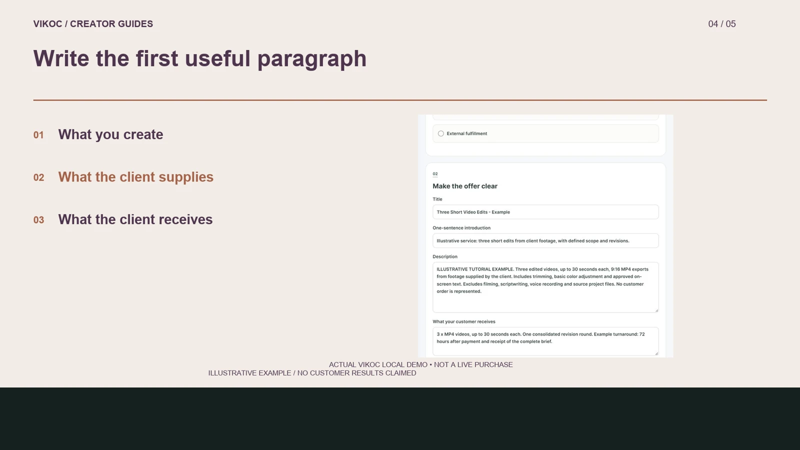 Write the first useful paragraph — VIKOC demonstration controls and teaching examples