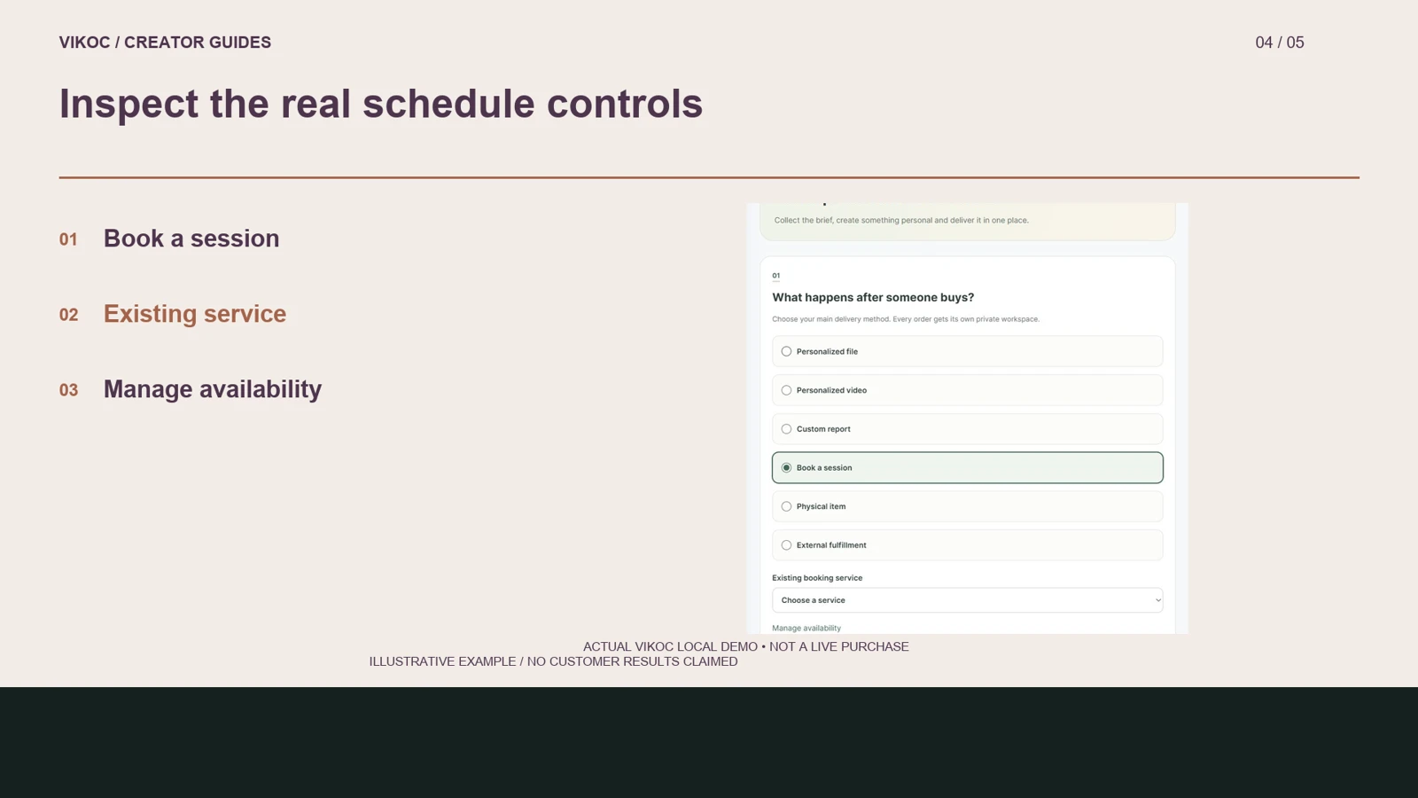 Inspect the real schedule controls — VIKOC demonstration controls and teaching examples
